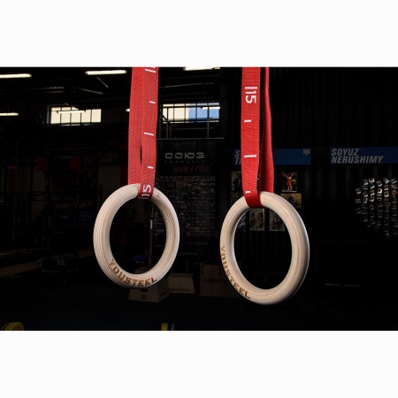Купить Кольца гимнастические 32 мм красные стропы в Красноярске 