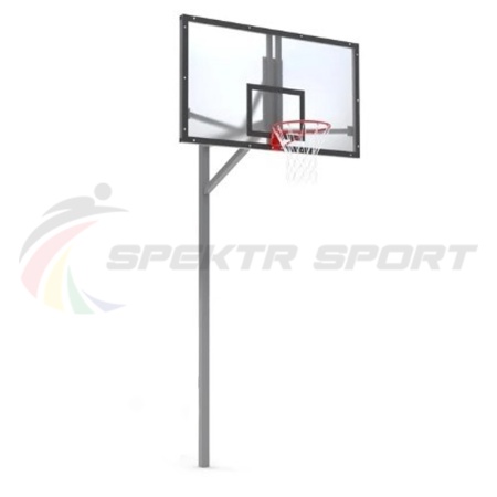 Купить Стойка баскетбольная уличная упрощенная со щитом из оргстекла, кольцом и сеткой SP D 412 в Красноярске 